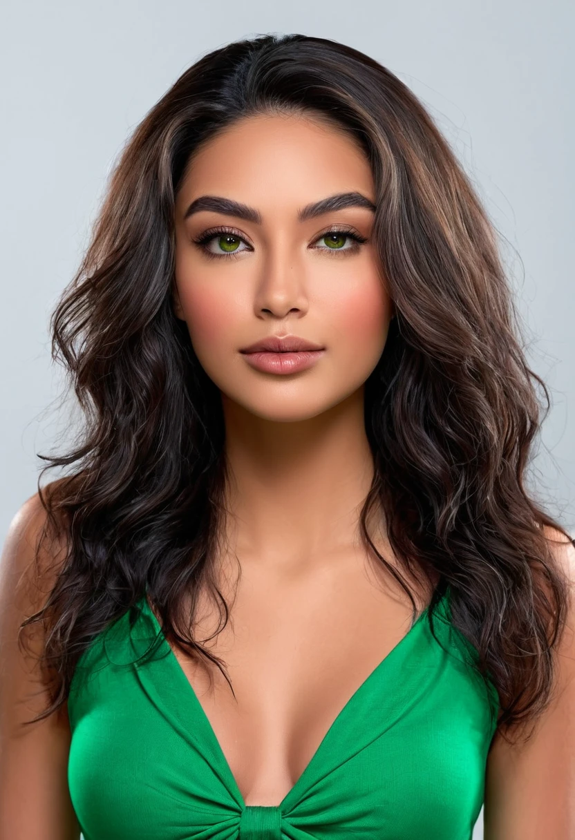 score_9,score_8_above,score_7_above,fine details in everything, A beautiful woman, gorgeous latina face, young Brazilian Nyvi Estephan, brazilan supermodel, serene and elegant beauty, Angolan descent, 30 year old young adult, sexly, photorrealistic:1.4), corpo todo pose sexly, photo by full body, photo sideways,wearing leather costume, wearing white mini-skirt, (mini-skirt), wearing high boots, gazing at viewer, rosto sexly, tall woman, a stunning black woman, with indigenous traits, Beautiful indigenous girl, native Brazilian, ((An indigenous African girl with European ebony)), ((Your beauty is undeniable)), beautiful young ebony girl with dark skin, tanned mexican, hair with black highlights brown, Curly black hair with brown highlights, Voluminous black hair with brown highlights, vibrant and dynamic cut with soft waves can give a modern and stylish touch. She has an exotic beauty with beautiful green eyes, realistic green eyes, eyes glowing green, ultra detailed green eyes, ultra realistic green eyes, natural green eyes, hyper realistic eyes, eyeliner, long eyelashes and a defined, penetrating look that conveys confidence, memorable, powerful expression, strong presence, maquiagem memorable, red lipgloss stick, fleshy lips, voluminous lips, seductive lips, captivating, memorable, unforgettable, dazzling and mischievous smile, sexly, seus traços são captivatings. beautiful and detailed face, detailed skin texture, perfect eyebrows that arch gracefully above the eyes, small nose that is proportionate to the face and a soft contour of the face that accentuates high cheekbones. Beautiful and glowing skin, details Intricate, unsmooth skin, healthy and radiant appearance, Attractive slim woman, medium bust, athletic, Waist slender, Broad Hips, big-ass, thick-thighs, shapely legs. urban photography, urban environment, Woman in shopping center, shopping mall background. 3d 4k, high resolution, full sharpness fo