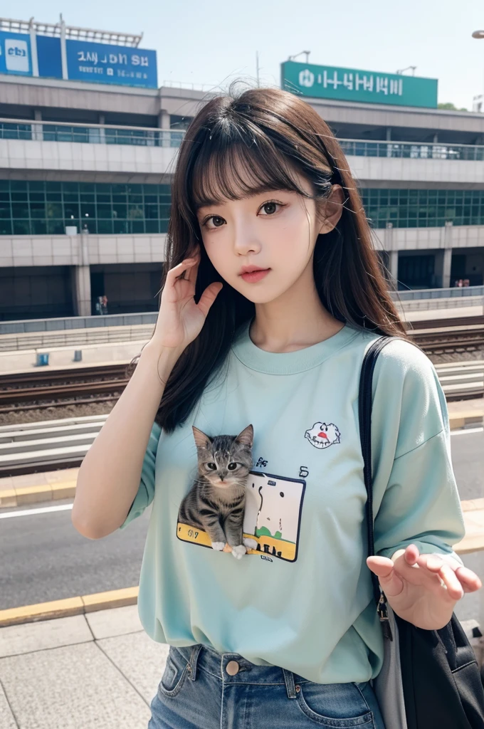 With Uijeongbu Station in the background. cute baby cat
