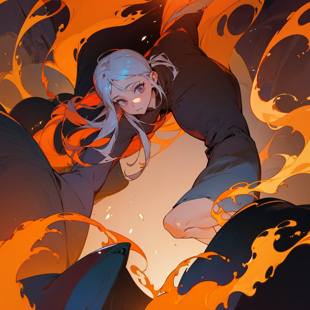 In hell, inferno, fire, canyon with fire