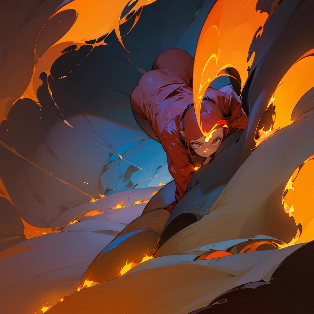 In hell, inferno, fire, canyon with fire