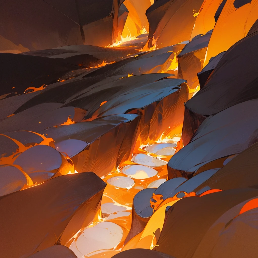 In hell, inferno, fire, canyon with fire