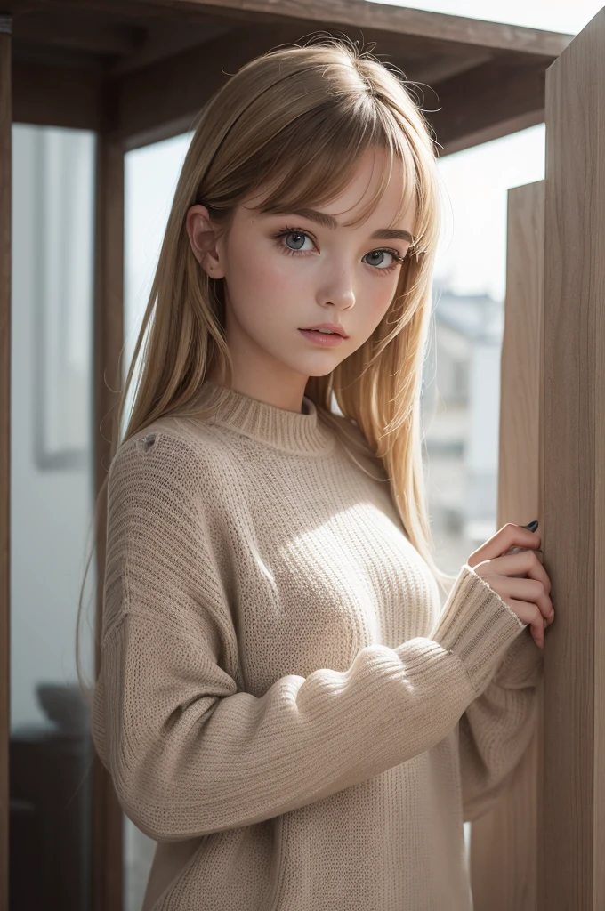 ((best qualityer)), ((work of art)), (detailded), 1 girl, ombro to ombro sweater,