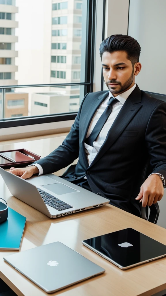 Luxury office with laptop and mentioned dont use mobile.