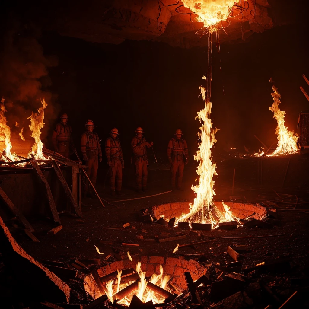 In hell, inferno, fire,