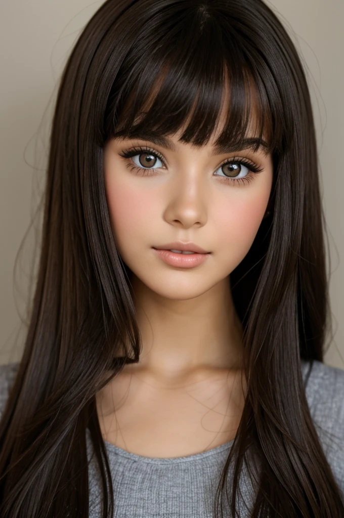 brunette doll with brown eyes and straight black hair