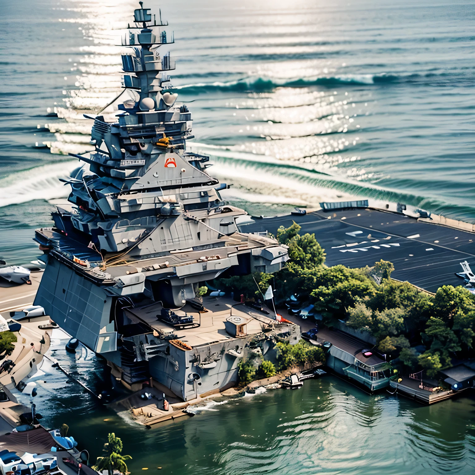 best quality, ultra-detailed, (aircraft carrier:1.4)