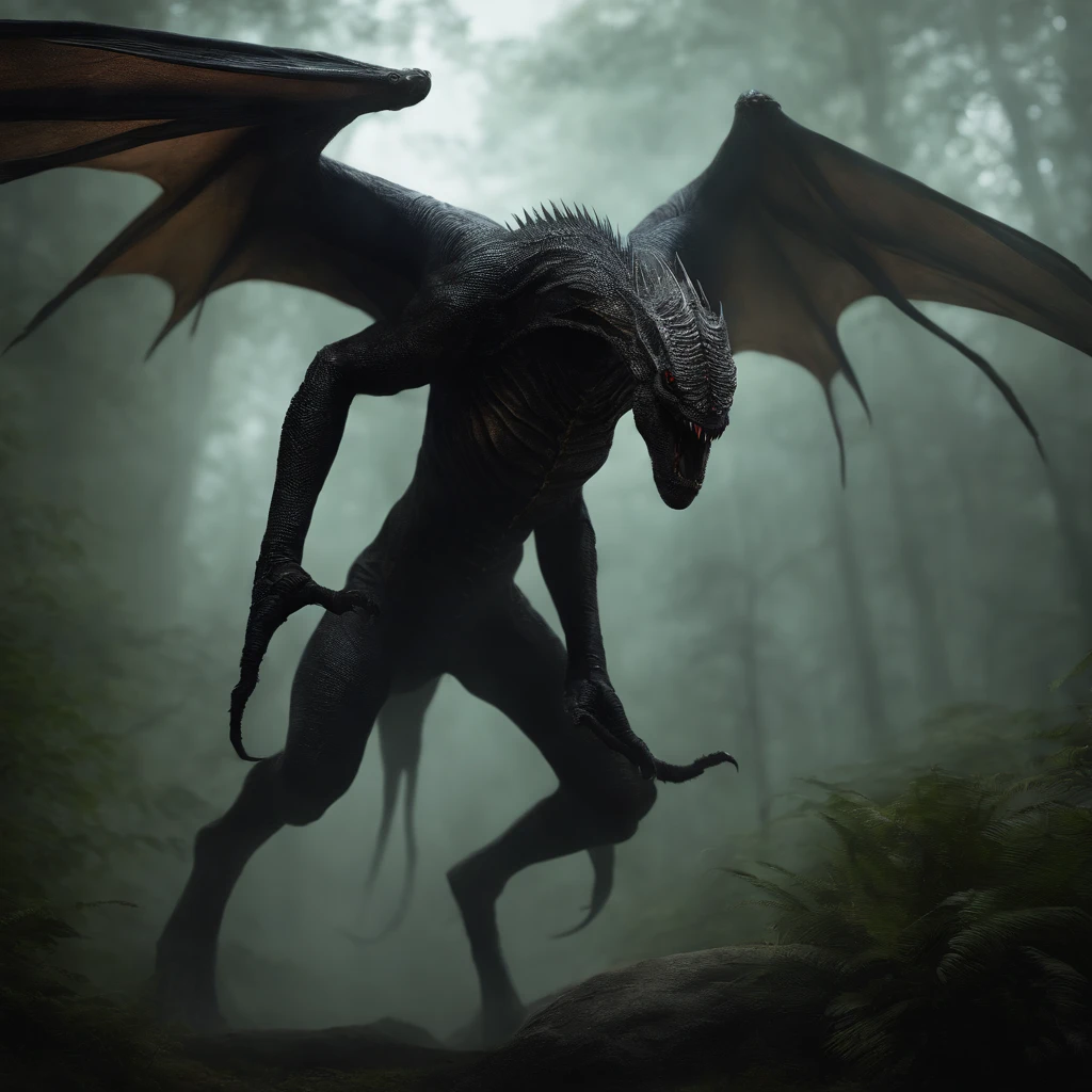 Scary tall creature with long arms,the Creature is black and has the power of shadows