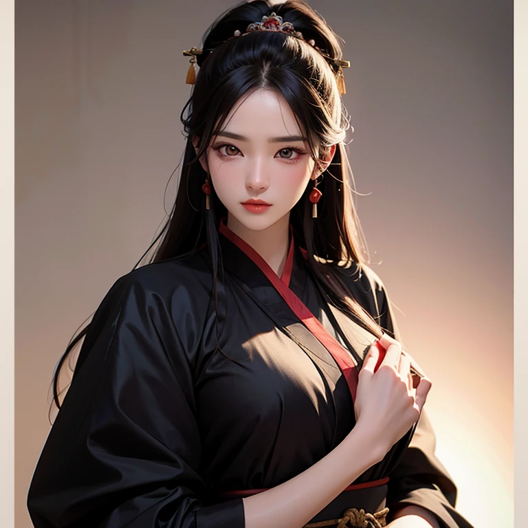 nsfw, Masterpiece artwork, best qualityer, ultra detali, semi-realistic, detailed facial features, 2 mature women,wearing black ancient wuxia hanfu clothing,red long hair,dark shaped eyes,Martial Sect Elder Battalion Style Women&#39;s Clothing, breasts big,arrogant look sensual mature woman,It could,sitting on a throne that looks like a dragon,Leader of the Crimson Dragon Sect,both with the entire body