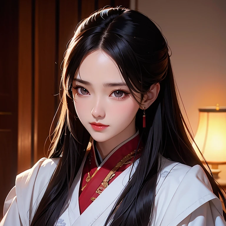 nsfw, Masterpiece artwork, best qualityer, ultra detali, semi-realistic, detailed facial features, 2 mature women,wearing black ancient wuxia hanfu clothing,red long hair,dark shaped eyes,Martial Sect Elder Battalion Style Women&#39;s Clothing, breasts big,arrogant look sensual mature woman,It could,sitting on a throne that looks like a dragon,Leader of the Crimson Dragon Sect,both with the entire body