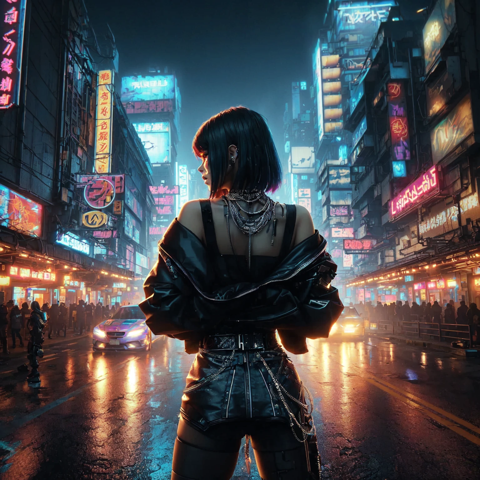 Lalisa,Aarav woman sitting on a chair in the city at night, in cyberpunk style, Cyberpunk art style, Cyberpunk vibes, Cyberpunk vibe, in Cyberpunk aesthetic, digital cyberpunk - anime art, Cyberpunk aesthetics, Cyberpunk aesthetic, Cyberpunk with neon lights, It has a cyberpunk style., cyberpunk vaporwave, Neon Cyberpunk, cyberpunk streetwear, Cyberpunk art style, Hyper-realistic cyberpunk style