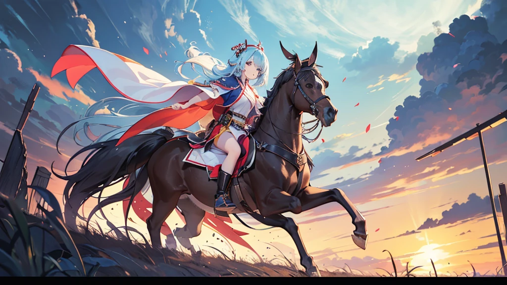an animated piece of art in the middle of a white and orange oriental village, in the style of ethereal transparency, soft gradients, circular shapes, light gold and dark cyan, 2d game art, heian period, fluid gestures, in the style of surrealist fantasy landscapes,high detail,hyper quality,high resolution,ultra HD picture quality,32k,best quality