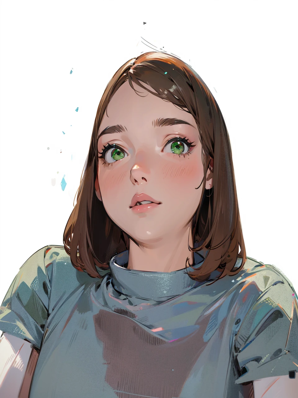 girl, fullbody, brown hair, green eyes