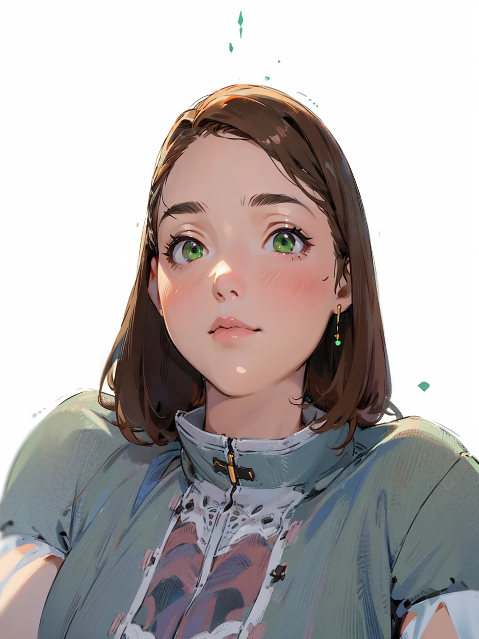 girl, fullbody, brown hair, green eyes