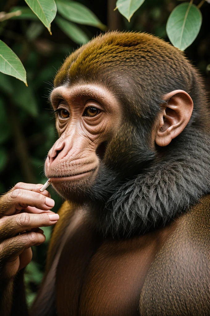 Monkey witha cigarette