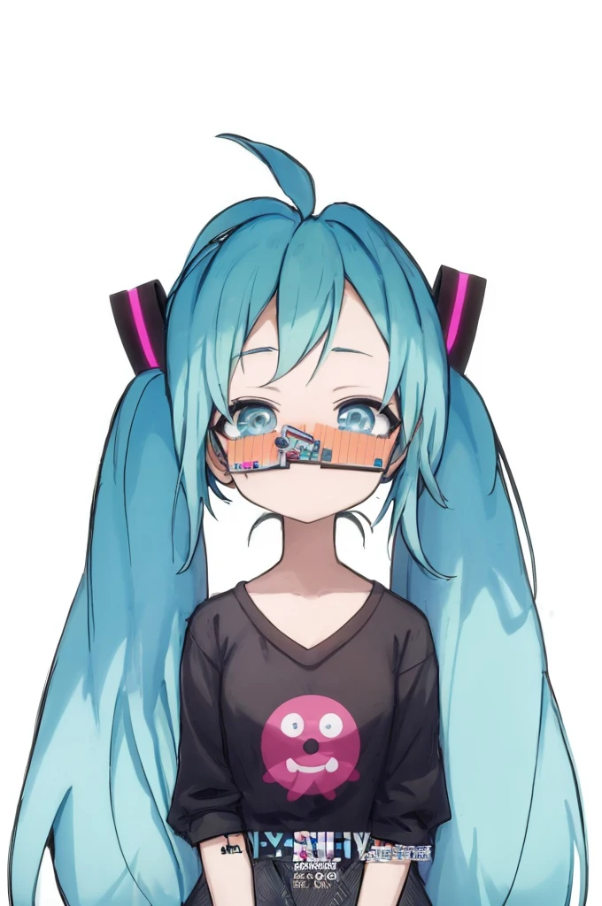 a cartoon with blue hair and a black shirt, Mikudayo, anime with hammer hair, friend, 2 d anime style, Hatsune friend cabelo curto, Hatsune friend, Hatsune friend cara, portrait of hatsune miku, anime moe artstyle, Hatsune friend retrato, vocaloid, sona is a slender, anime vibes