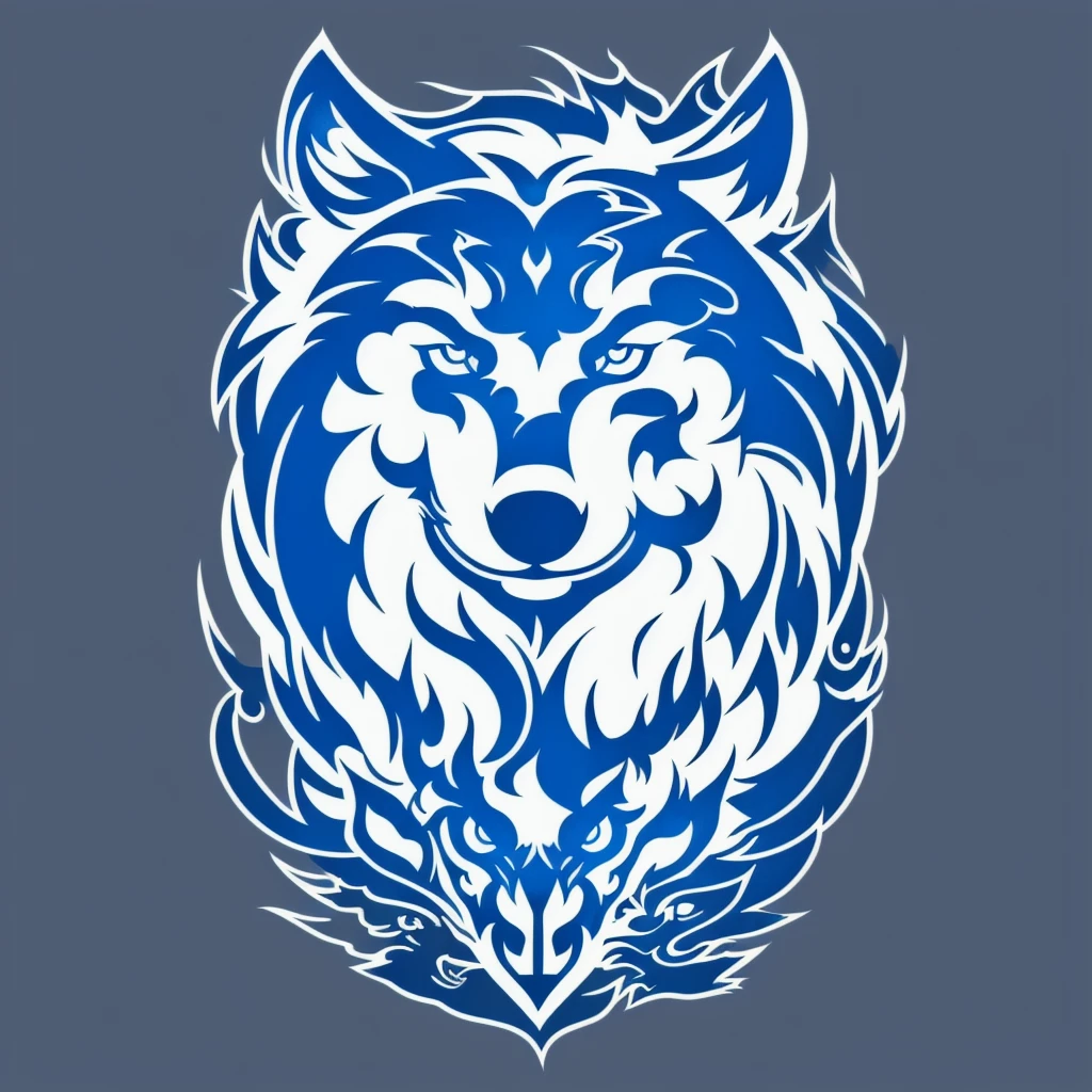 Logo with TEAM WOLVES writing, wolf line art logo, black and dark blue background, bright blue, minimal and solid — WOLVES