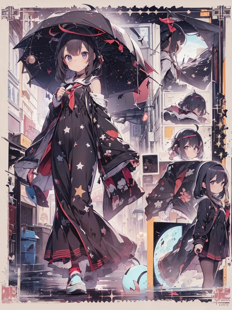 babaa A cloth with a dark space design is flying.