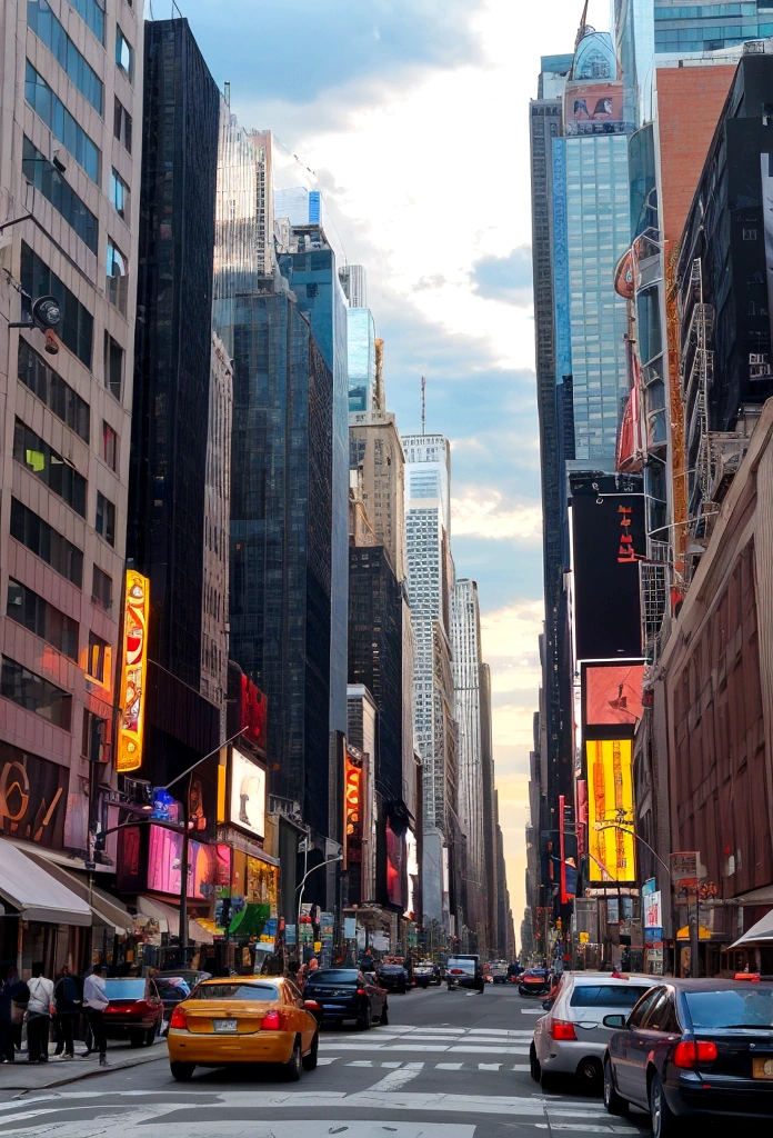 New York City、Scenery at 5am、Uninhabited towns、office Street、It's spring、The weather is slightly cloudy