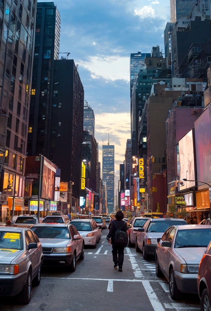 New York City、Scenery at 5am、Uninhabited towns、office Street、It&#39;s spring、The weather is slightly cloudy