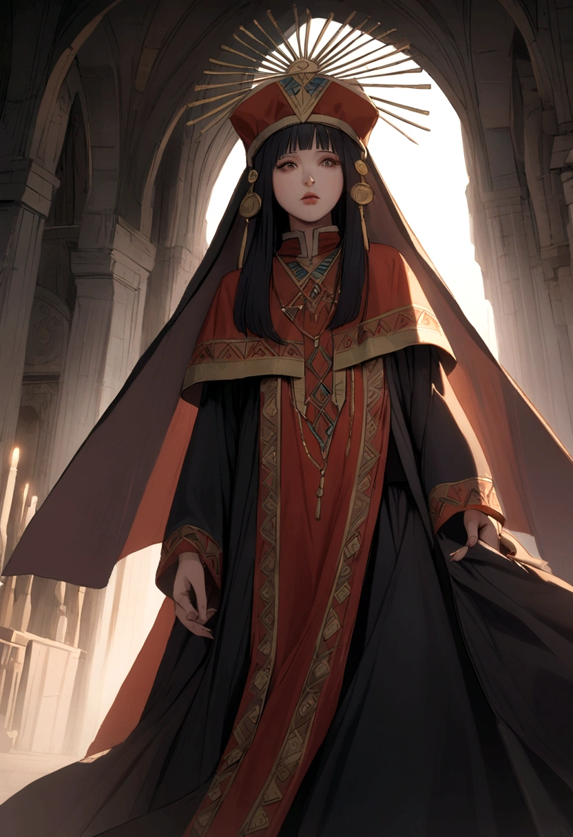 I want an image of the last Inca woman priest Ocllo from head to toe