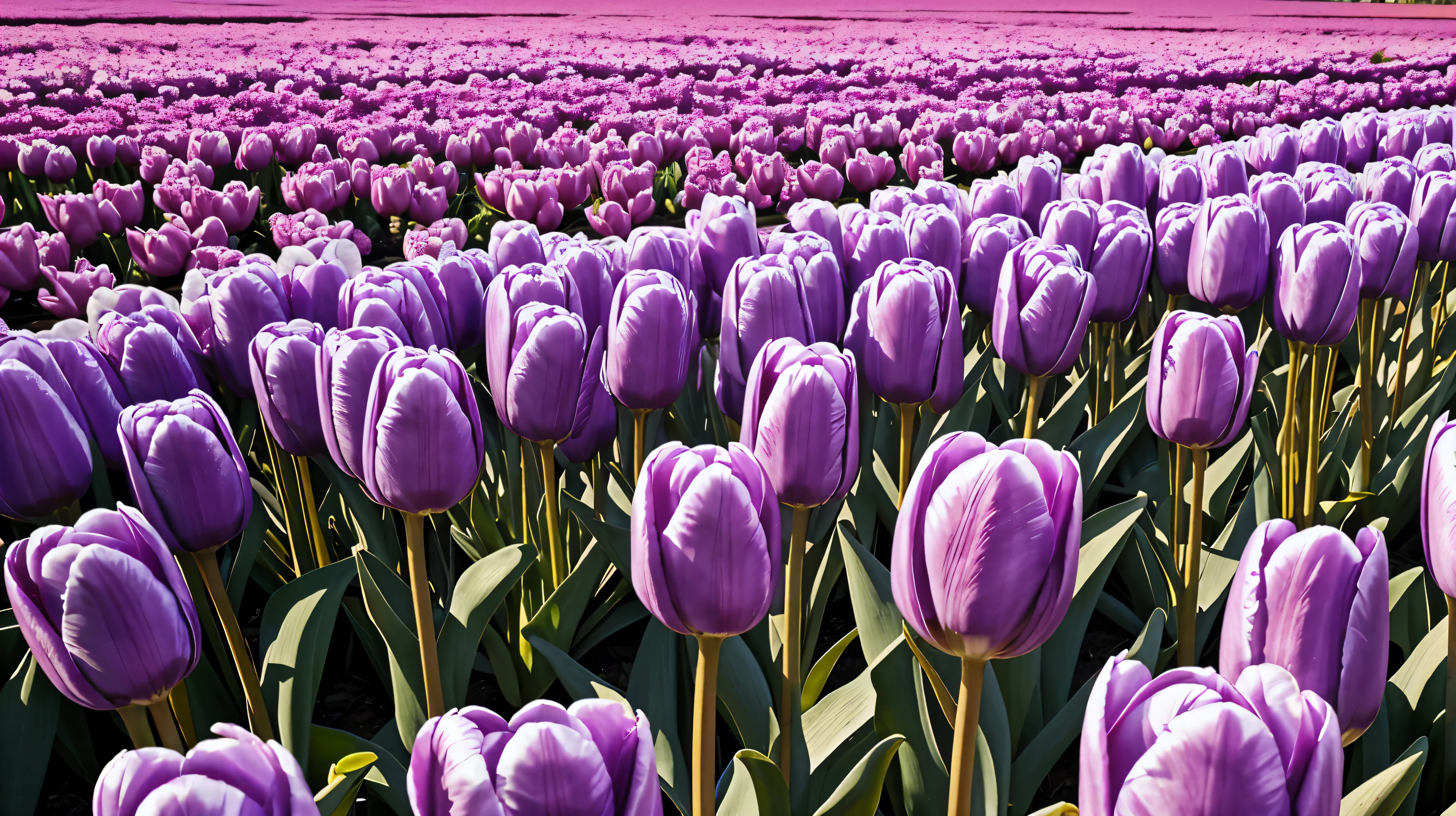 many lilac tulips