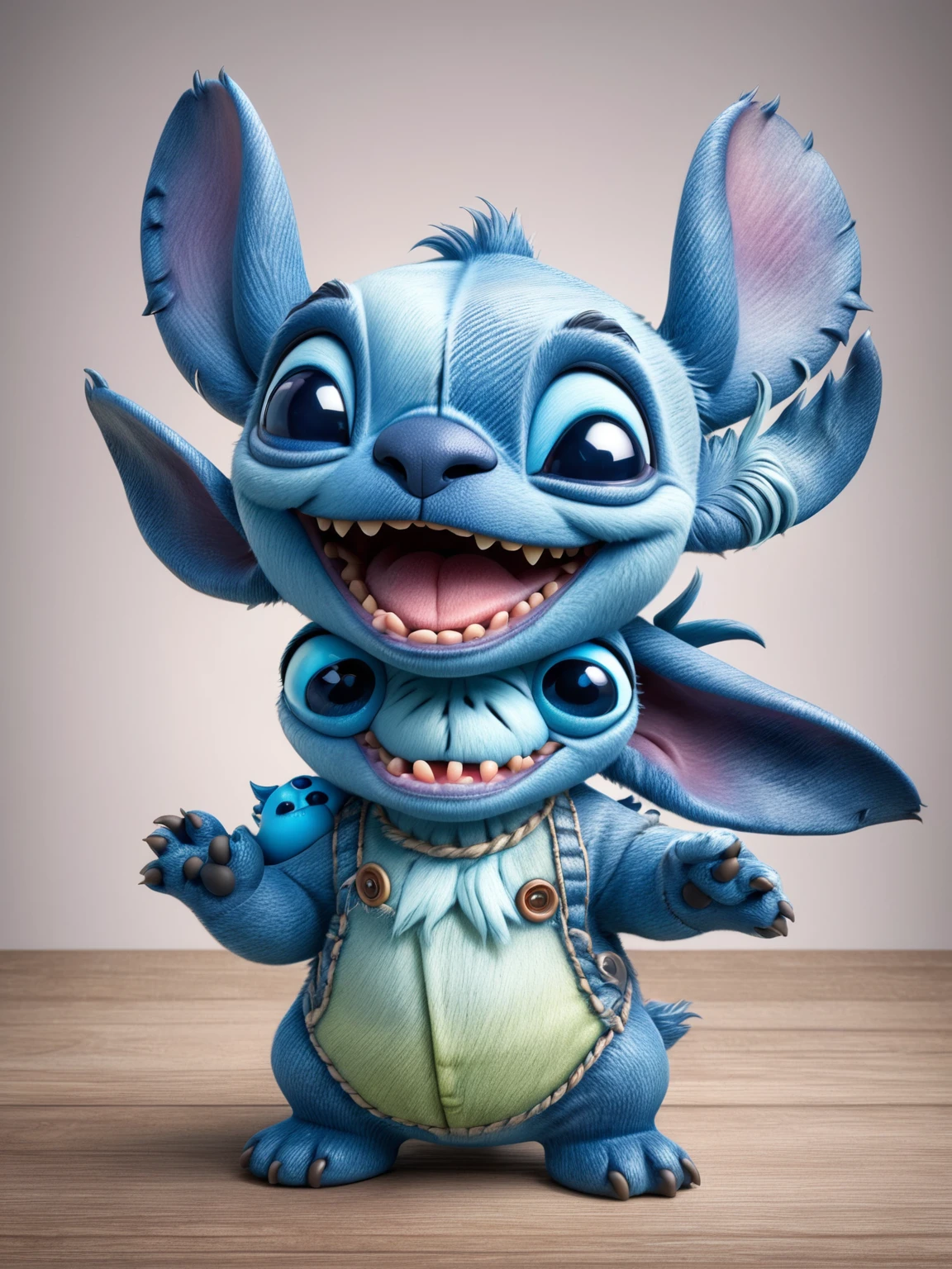 Disney animated character Stitch, high quality, Disney animation, 8K, high definition, animation cell