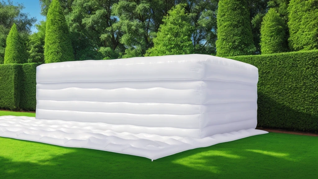 A wall composed of inflatable blocks，Realistic of a inflatable installation in the shape, white inflatable plastic film material, wrapped in a white polyester sheet. close-up，minimalist, most best quality,32K Ultra HD

