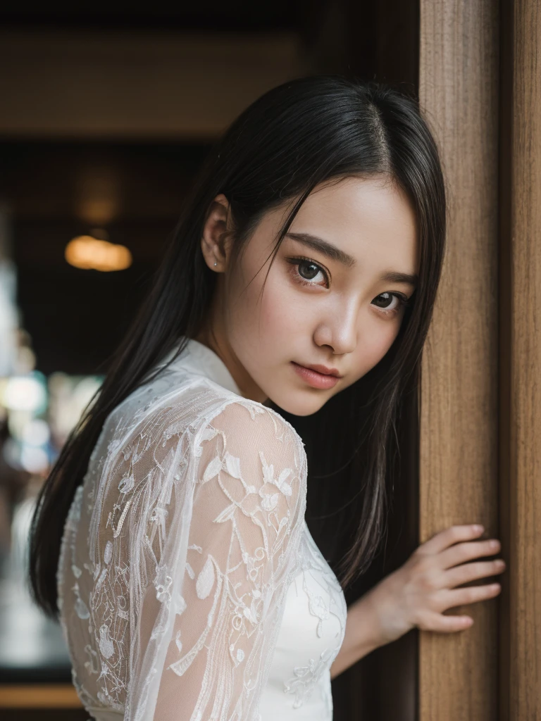 (masterpiece, UHD, 8k, best quality:1.2), solo, 1girl, (photorealistic:1.2), (RAW photo), (ultimate-realistic, ultimate-realistic details, ultimate-realistic texture, ultimate-intricate details, ultimate-realistic lighting, ultimate-realistic shadow, japanese girl, age 24 years old, ultimate-cute face, ultimate-RAW skin, ultimate-eyes, (((full body))), in a white dress next to a night of chaophraya riverside, dewy face, sunrays shine upon it, crisp detailing, no haze, modern dress, tropical, contax tix, cabincore, 8K, intricate, blue eyes ,silhouette, light shadow, film grain, Hasselblad X2D 100C + XCD 2,5/25V, F/1.8, (cinematic still:1.2), 35mm photograph, film, bokeh, professional, 4k, highly detailed, perfect fingers ,Extremely Realistic,