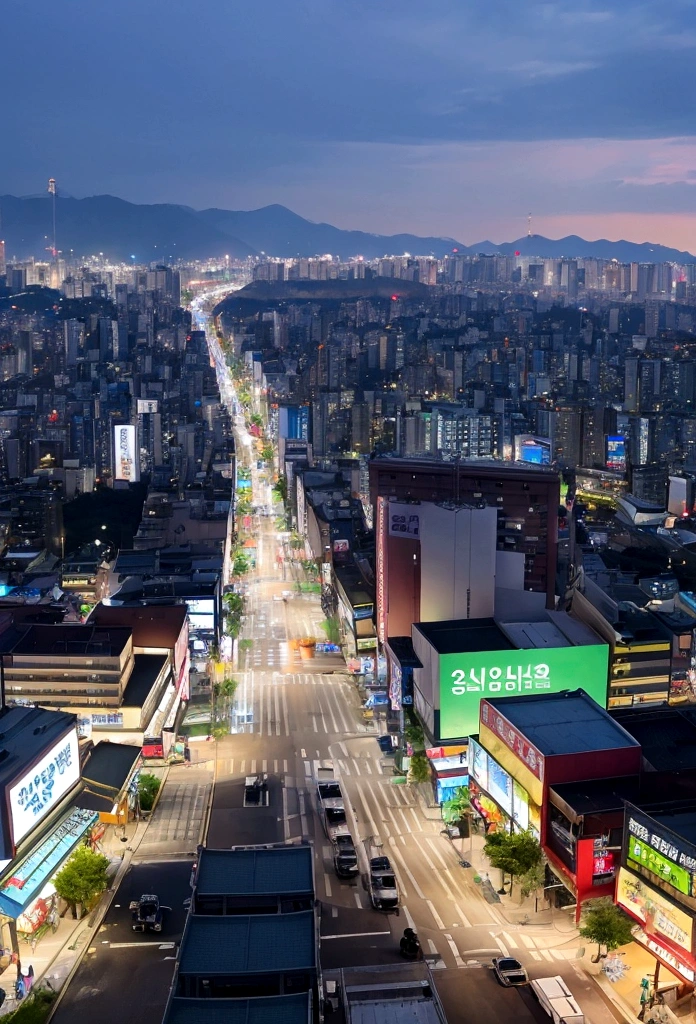 Scenery of Seoul, South Korea、Scenery at 5am、Uninhabited towns、It&#39;s spring、The weather is slightly cloudy