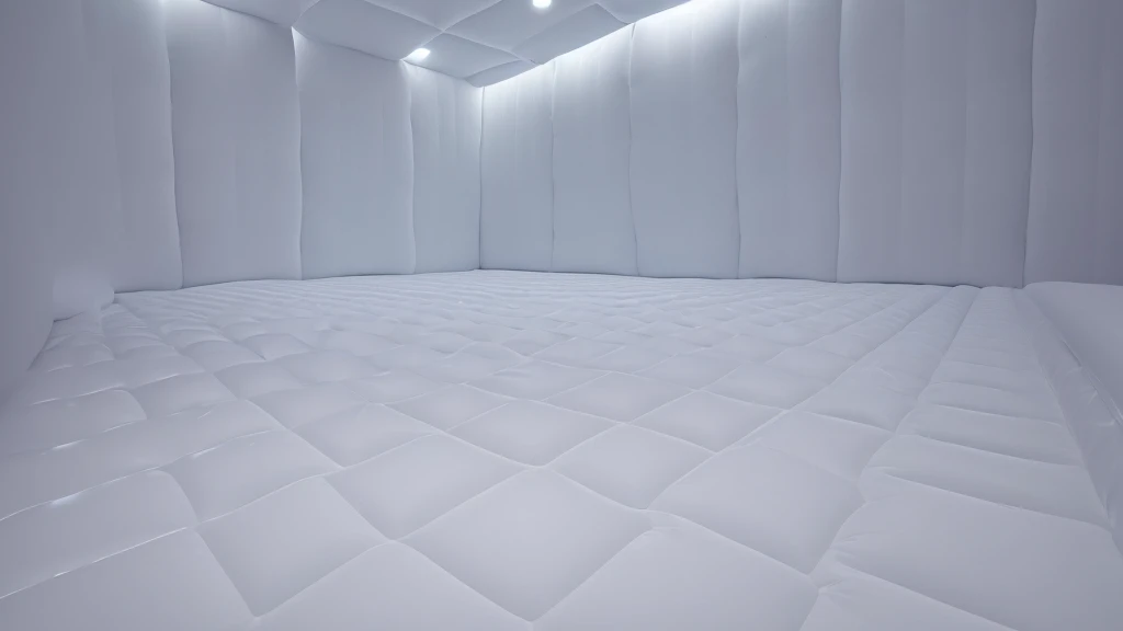 A wall composed of inflatable blocks,Realistic of a inflatable installation in the shape, white inflatable plastic film material, wrapped in a white polyester sheet. close-up,Front view,minimalist, most best quality,32K Ultra HD, super detail, best quality, highres, high details,Top view