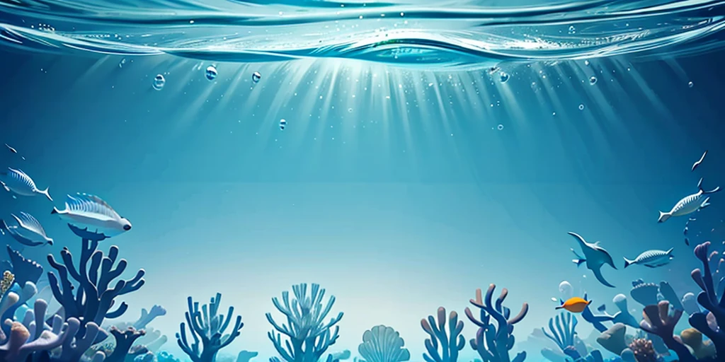 Light blue gradient background, Underwater world,