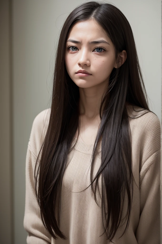 Photo of a confused woman with crossed eyes