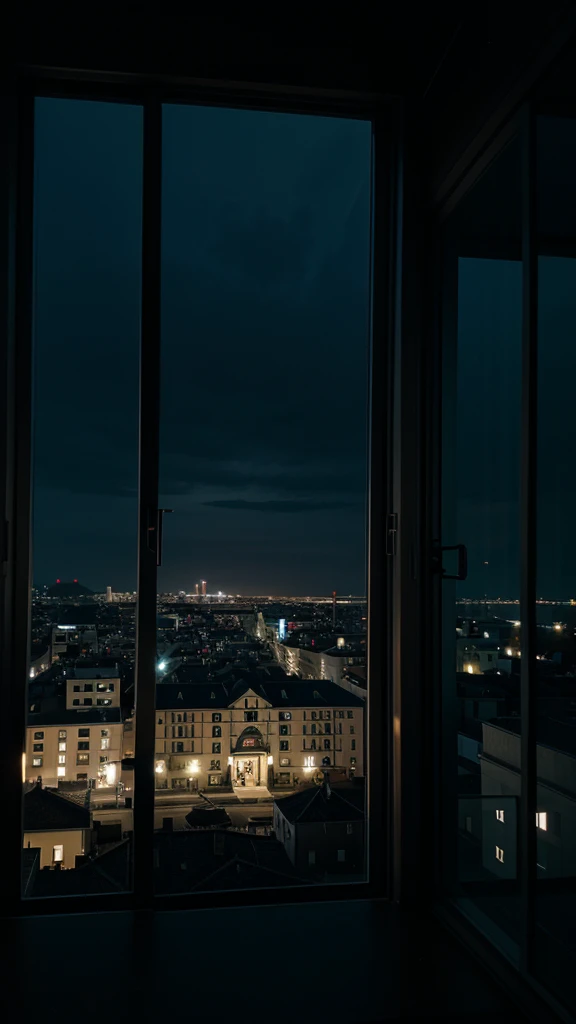 night photo without people, view from a window