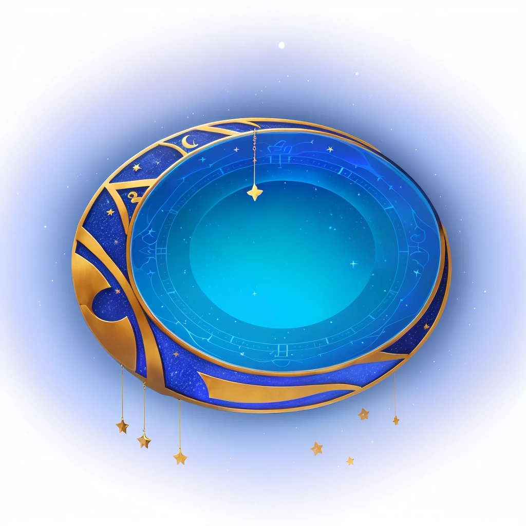 一弯蓝色和金色的new moon,There are stars on it,还有一弯new moon, The colorful ultimate moon gate of the universe, shining new moon, Circular background, celestial background, new moon, themed on the stars and moon, Blue sky background with moon, Infinite Space Clock Background, Moonlight fisheye illustration, new moon in background, astral background, tarot card background