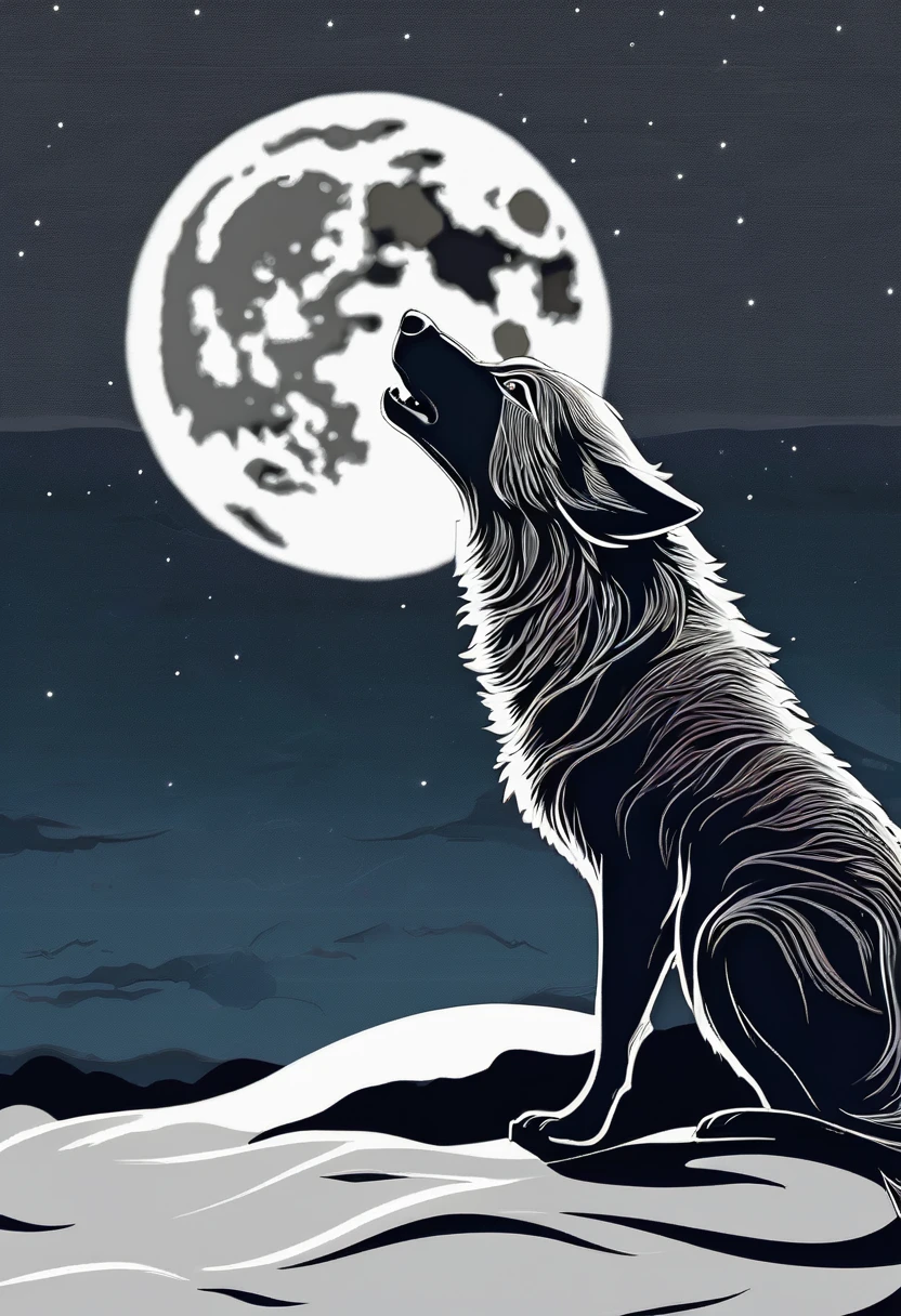 A wolf howling at the moon