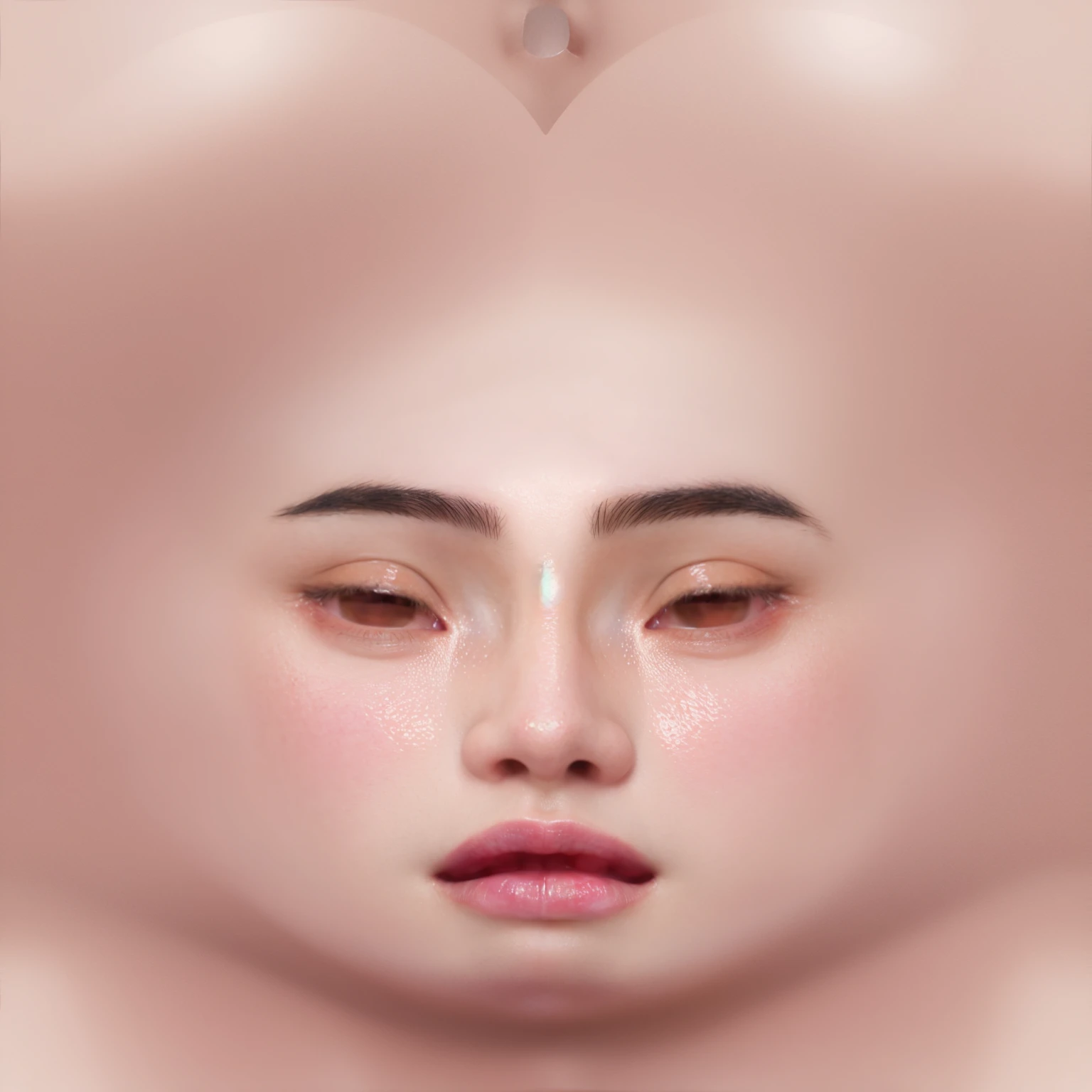 8k resolution, pores, realistic, glossy skin, no lashes, high quality, high display, shadows shading