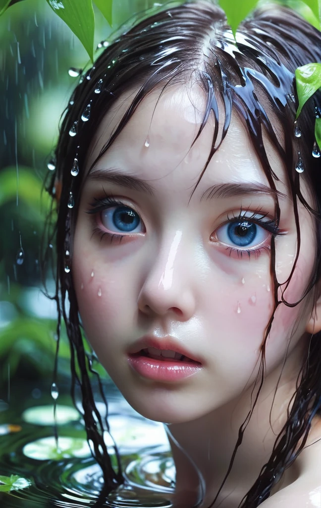 (8K, Original photography, Top image quality, masterpiece: 1.4), hyper HD, (Realistic, 真实感: 1.48), realisticlying, A high resolution, softlighting. Tiny Girls, girl jumping into the water、Falling、splash water、shout、Luminous water surface、White and Vivid colors, back lighting, glistening ivory skin, sparkling highlights, Detailed KAWAII face with cute lips, long eyelashes, Delicate clothes, Detailed open crotch, Whole Body proportions and all limbs are anatomically accurate .