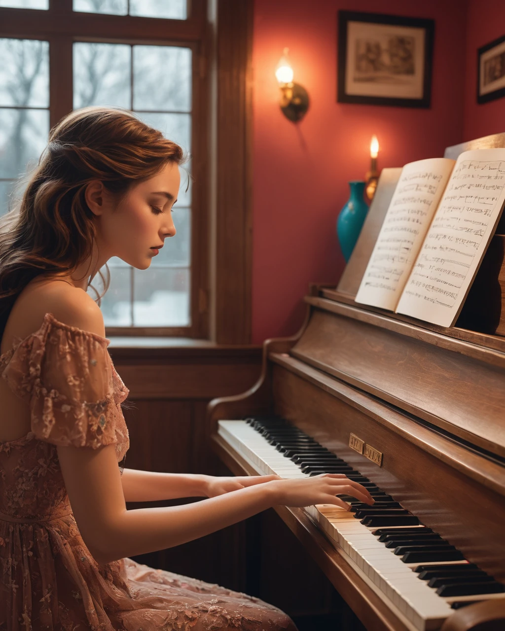 masterpiece, best quality, highly detailed, sharp focus, dynamic lighting, vivid colors, texture detail, particle effects, storytelling elements, narrative flair, 16k, HDR, subject-background isolation,
surreal dramatic lighting shadow (lofi, analog), kodak film by Brandon Woelfel Ryan McGinley,
1 hand is playing a piano, (perfect hand:1.2),