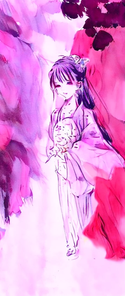((4k,masterpiece,best quality)), shuimobysim, traditional chinese ink painting, lotus, hanfu, maxiskit, dress conservatively
1girl, solo, long blue hair, smile, standing, feet in the water, barefoot,