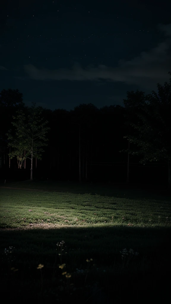 night photo without people, nature and dark sky, flora and trees