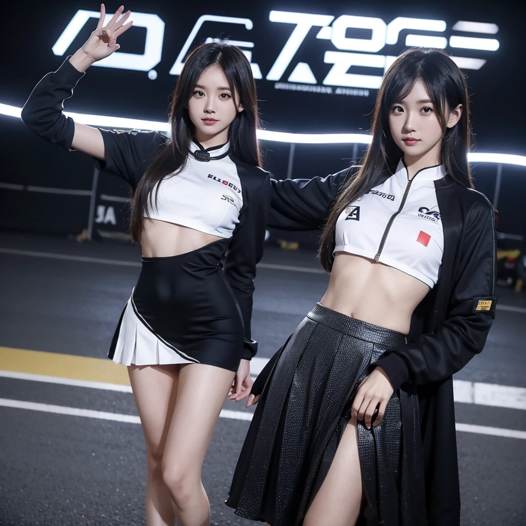 Cool woman、Colorful costumes、F1 Driver Cosplay、Colorful costumes、Clothing with company logo、Grid Girlsのカラフルで派手な衣装、Grid Girls、Perfect Face、Paddock Girls、Harem、motor Show、tights、Bodycon Costumes、Grid Girls、Russia、Grid Girlsのコスプレ、belly button、Pleated skirt、Bodycon Costumes、Photographed in a sexy pose