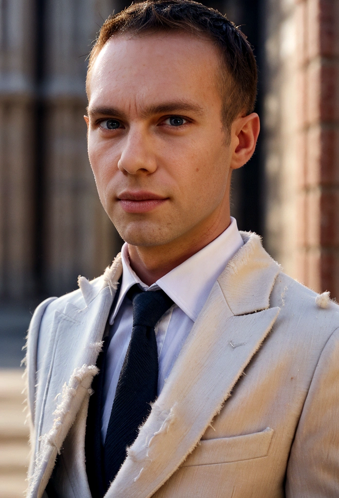 Portrait photo of a male Todder8 full body photo, perfect eyes, wearing a shabby coat, intricate, elegant, sharp focus, photo by Greg Rutkovsky, soft lighting, bright colors, masterpiece, (street)), detailed realistic face, close-up of the face