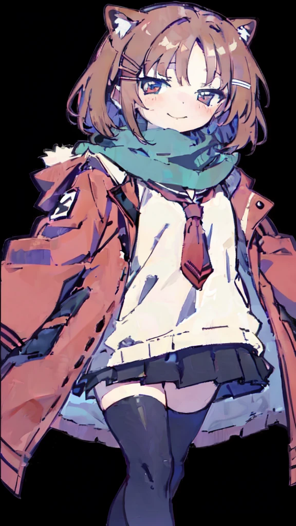 Cartoon girl with cat ears and a scarf, Clean and detailed anime style, Kantai Collection Style, FLCL, Anime-style characters, Style Anime, high quality Anime art style, Pin on anime, Anime Moe Art Style, Takano Aya color style, Anime art style, Cute girl anime visuals, :14 FLCL + Akira