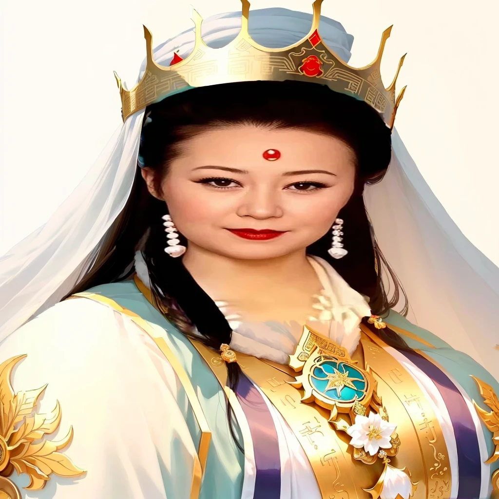 A man wearing a crown，Close-up of a woman in white veil, Chinese Princess, Chinese Queen, heise-lian yan fang, Inspired by Roma, Inspired by Li Tang, Inspired by Lan Ying, ancient Chinese Princess, Inspired by Gong Xian, Queen of the Sea Mu Yanling, yun ling, Inspired by trees, Inspired by Wu Li