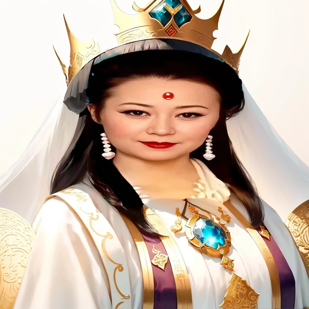 A man wearing a crown,Close-up of a woman in white veil, Chinese Princess, Chinese Queen, heise-lian yan fang, Inspired by Roma, Inspired by Li Tang, Inspired by Lan Ying, ancient Chinese Princess, Inspired by Gong Xian, Queen of the Sea Mu Yanling, yun ling, Inspired by trees, Inspired by Wu Li