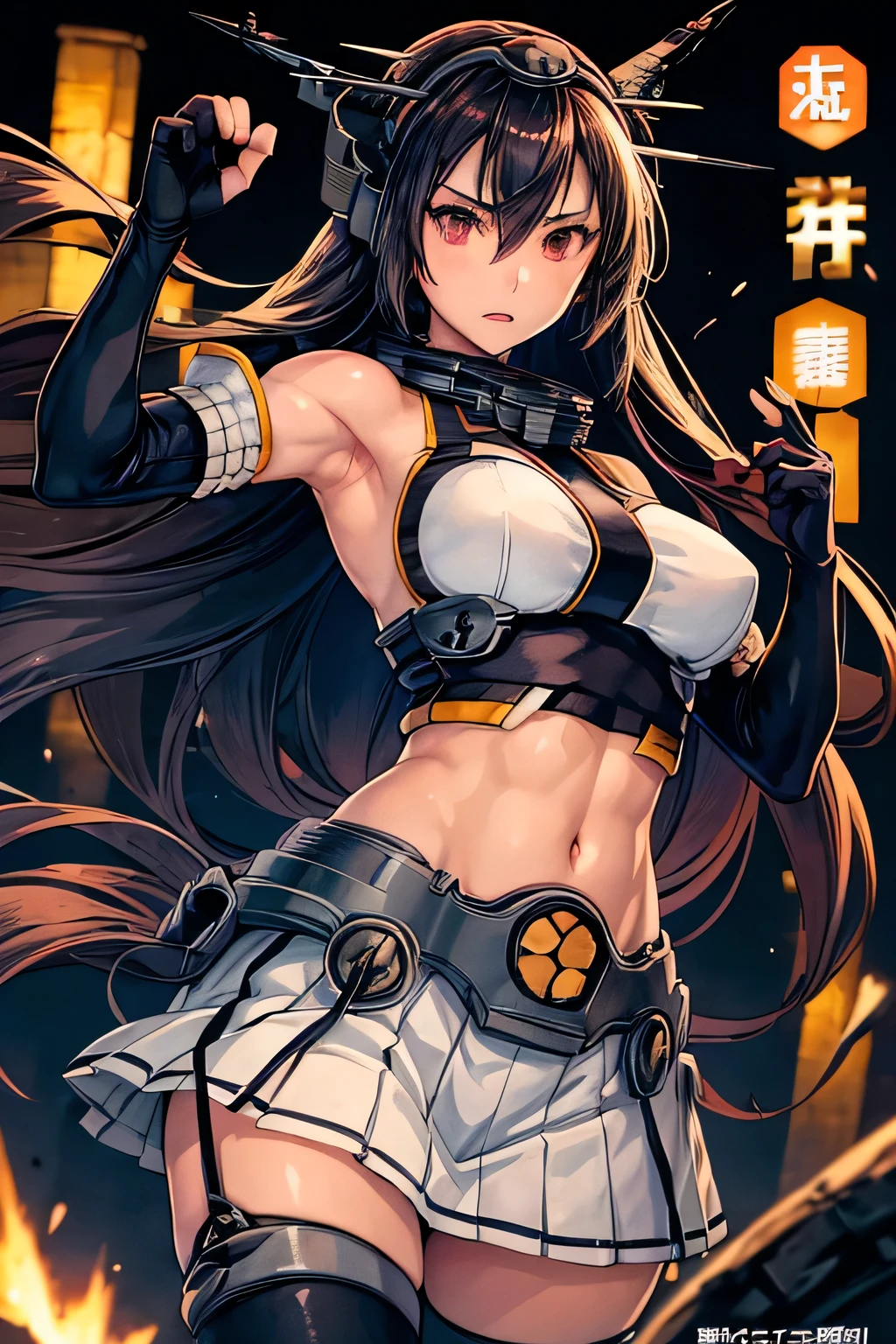 (((Novel cover style: 1.2)) ((Novel cover style)) ((Body text))
(((((doujinshi cover style)))))))
((No background)) (((Black background)))) ((Realistic style)) ((Super realistic)) ((Live-action style))
Handcuffed with iron chains
concrete wall, stone wall, cracked wall
((Overall dark)) ((Suffering and writhing expression))
((Torn uniform))
Cover art of an art book titled girl, solo, skirt,
,TamakiKousaka, red_hair, ,aanagato, long hair, headgear, hairband, collar, bare shoulders, crop top, elbow gloves, fingerless gloves, black gloves, midriff, pleated skirt, white skirt, garter straps, thighhighs