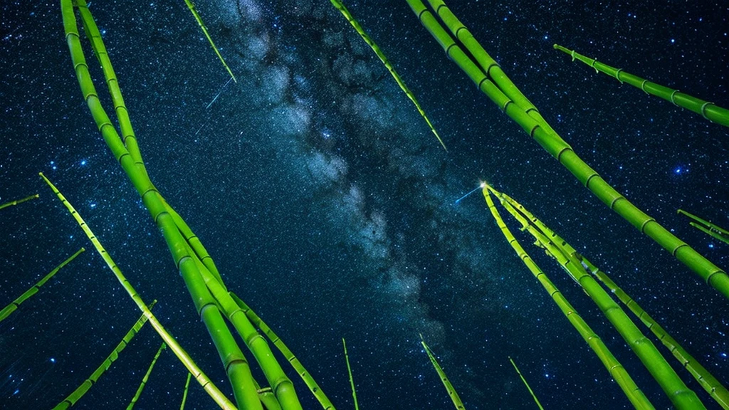 Night Sky, milky way, Strip, Lots of bamboo, An illustration