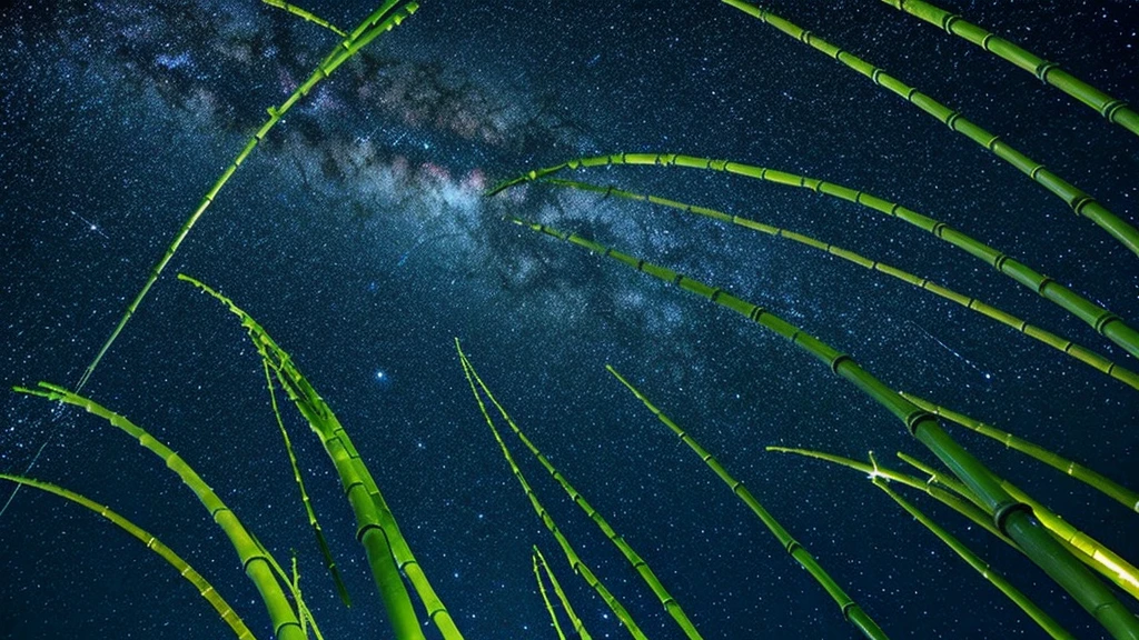 Night Sky, milky way, Strip, Lots of bamboo, An illustration