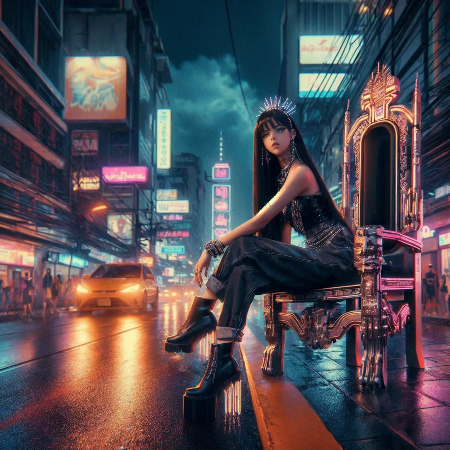 Lalisa,Woman in cyberpunk style, Cyberpunk art style, Cyberpunk vibes, Cyberpunk vibe, in Cyberpunk aesthetic, digital cyberpunk - anime art, Cyberpunk aesthetics, Cyberpunk aesthetic, Cyberpunk with neon lights, It has a cyberpunk style., cyberpunk vaporwave, Neon Cyberpunk, cyberpunk streetwear, Cyberpunk art style, Hyper-realistic cyberpunk style