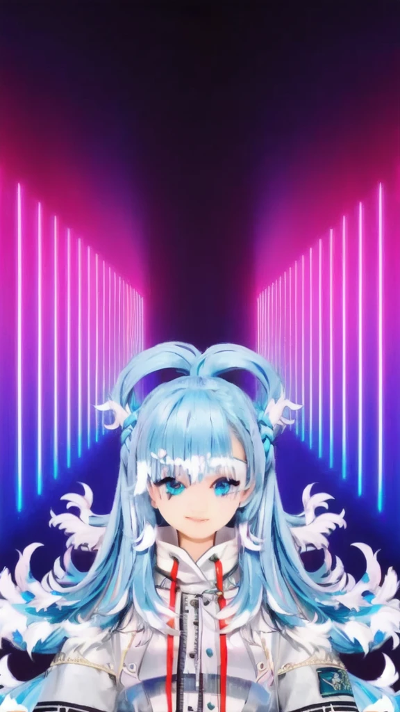 create realistic image from a close up of a
Indonesia girl 25 years old with long hair and a sword, pink twintail hair and cyan eyes, very realistic and very detailed,